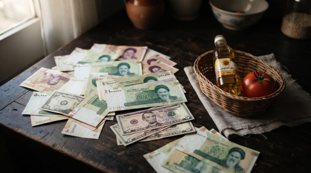 Banknotes and food items on 202608271153