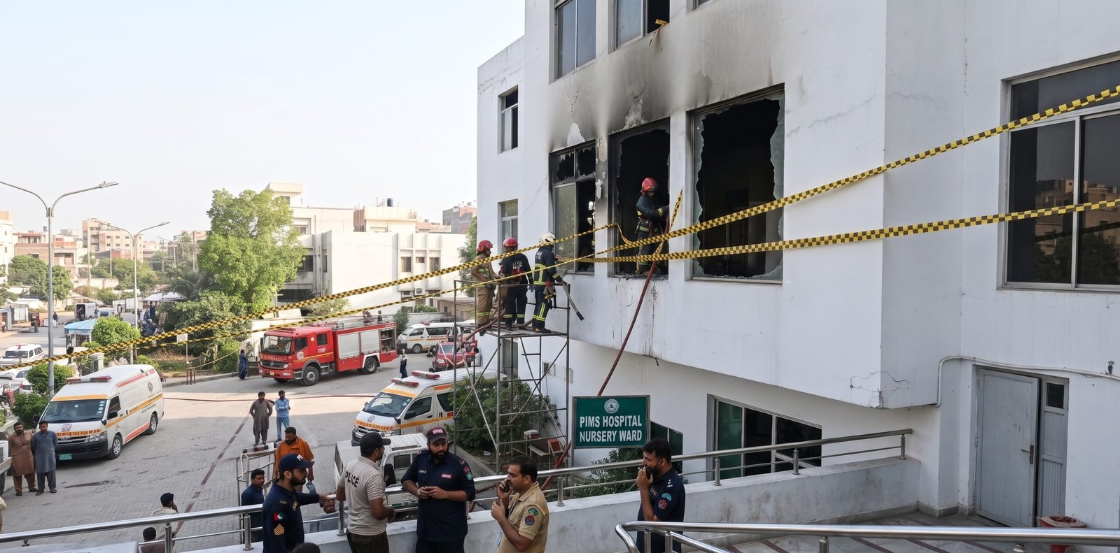 Rescue and emergency personnel inspect the PIMS